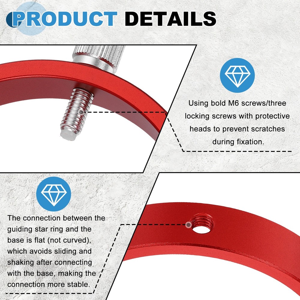 60mmD Adjustable Guiding Scope Rings, Metal Guide Scope Rings, Red