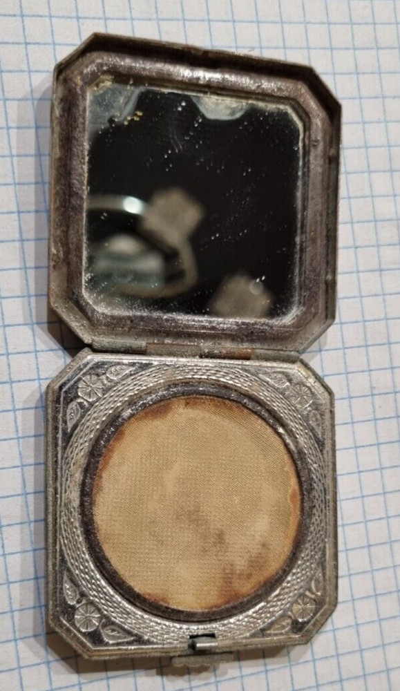 vintage powder box, silver plated