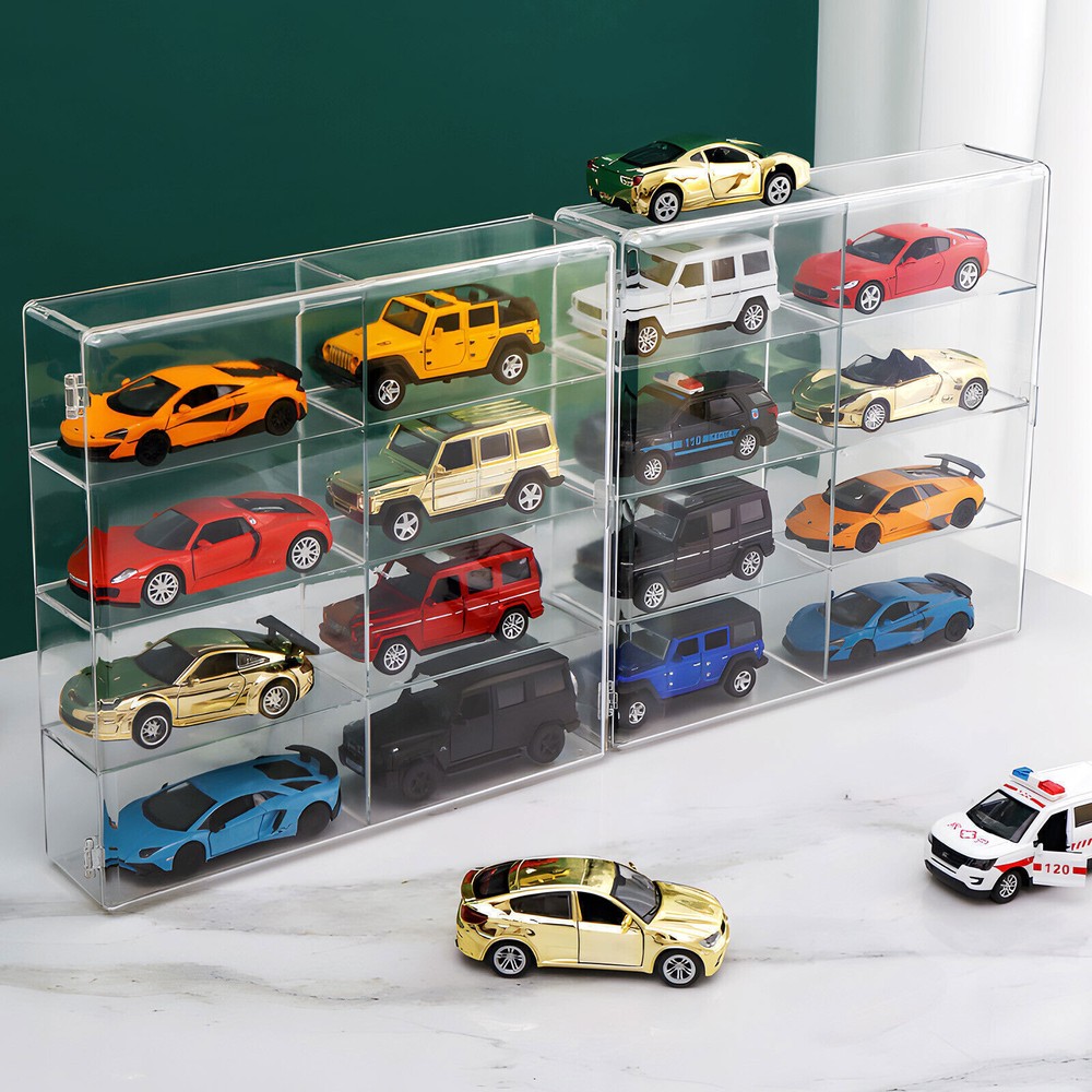 4Pcs Car Display Case 1/64 Scale Compatible With Hot Wheels 32 Compartments