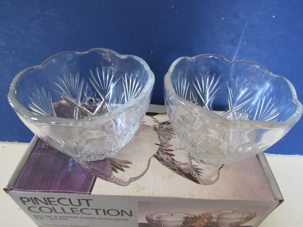Pinecut Collection crystal glass votive candleholders