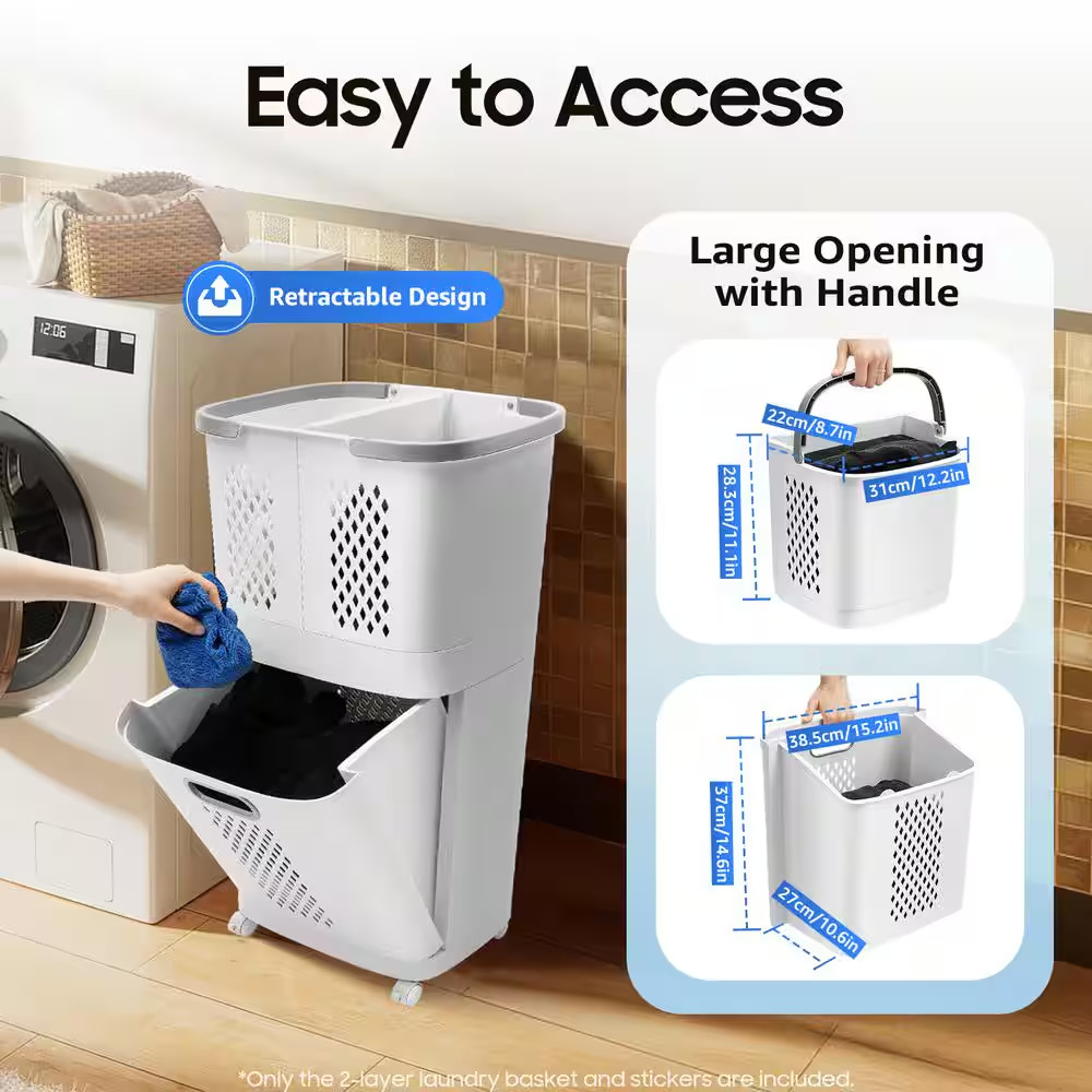 Floor-Standing Movable Household Laundry Hamper Cart