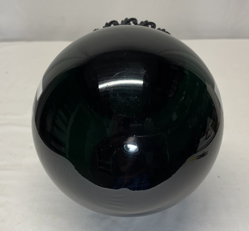 Exit Glass Light Shade Globe Vtg Wall Sconce Green Art Glass USA #L47