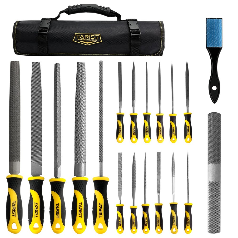 19pcs Metal & Rasp File Set With Tool Bag Includes Flat/halfround/round/triangle