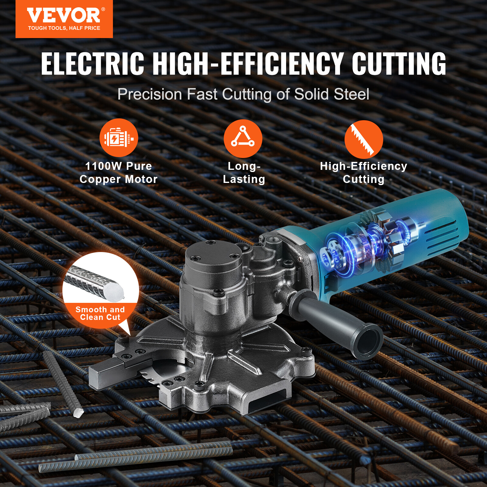 VEVOR 1100W Electric Rebar Cutter Cutting up to 3/2In 4-40mm
