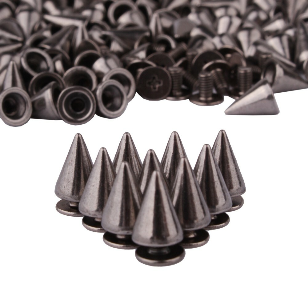 200 Sets 9.5mm Dark Brass Metal Gun Cone Spikes Screwback Studs Rivets Punk