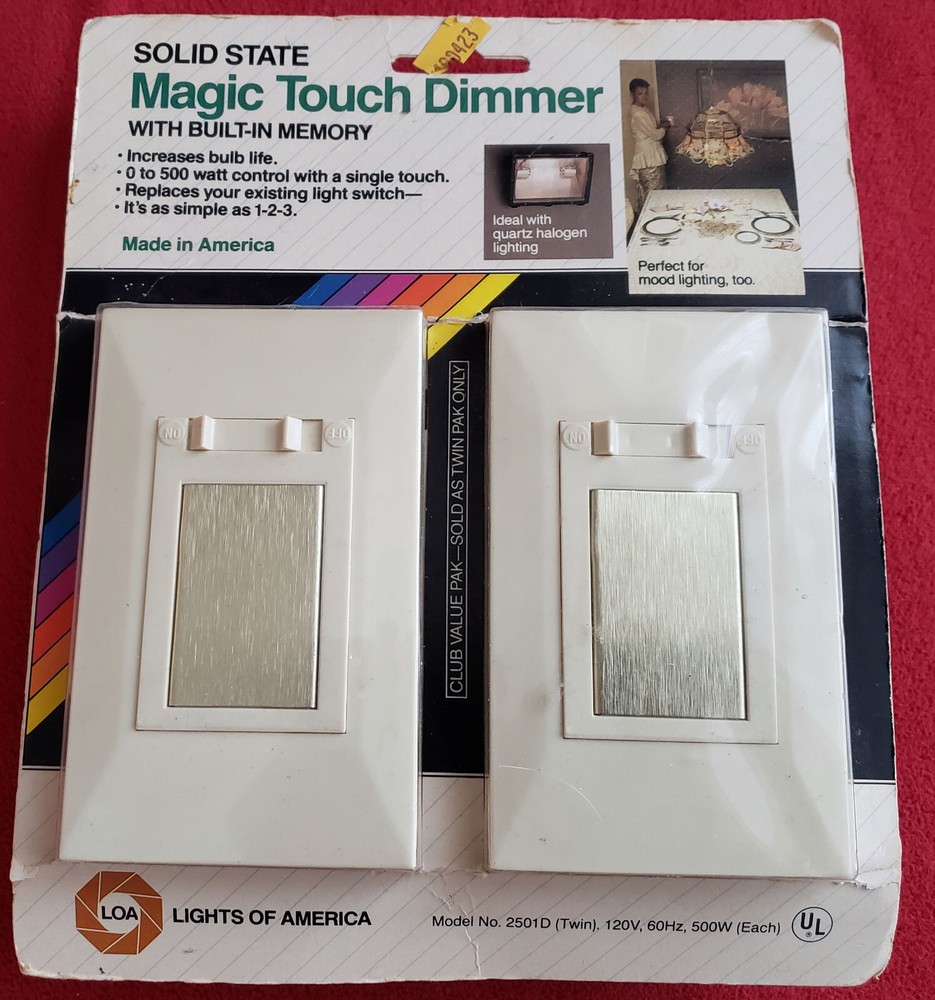New Magic Touch Dimmer Light Switch W / Built  In Memory Twin Pak