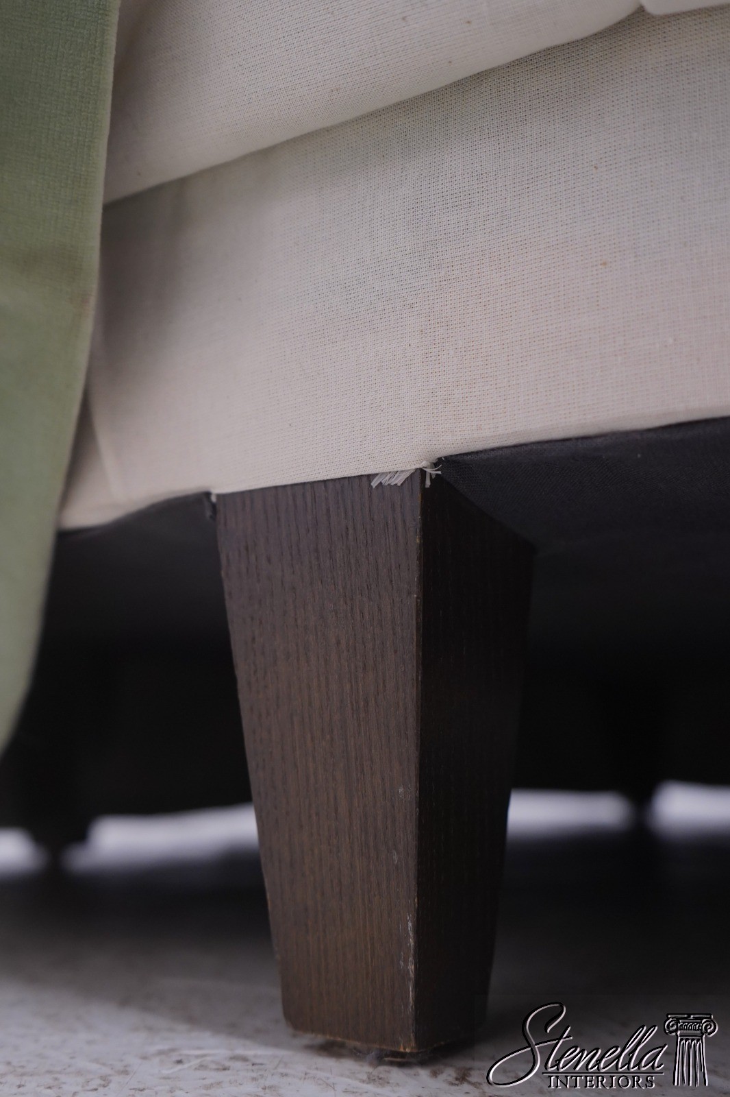 71656: BAKER Round Green Velvet Style Upholstered Ottoman