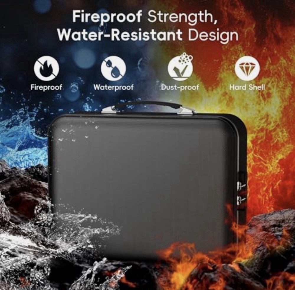 Fireproof Document Box, Hard Case Fireproof Box with Lock, Portable Hard-Shel...