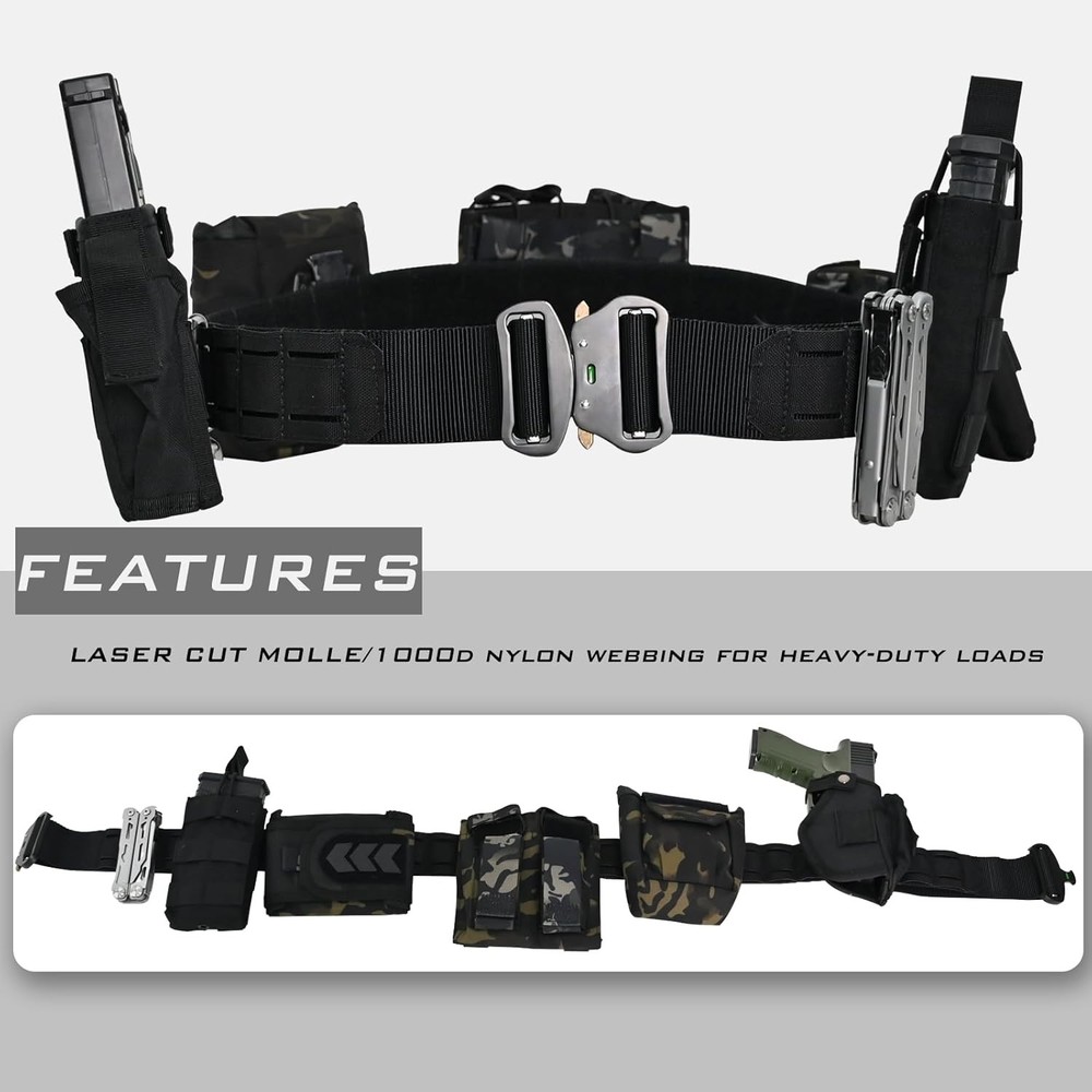 Tactical Battle Belt Quick Release, 2" Inner Outer System with not snag Inner Be