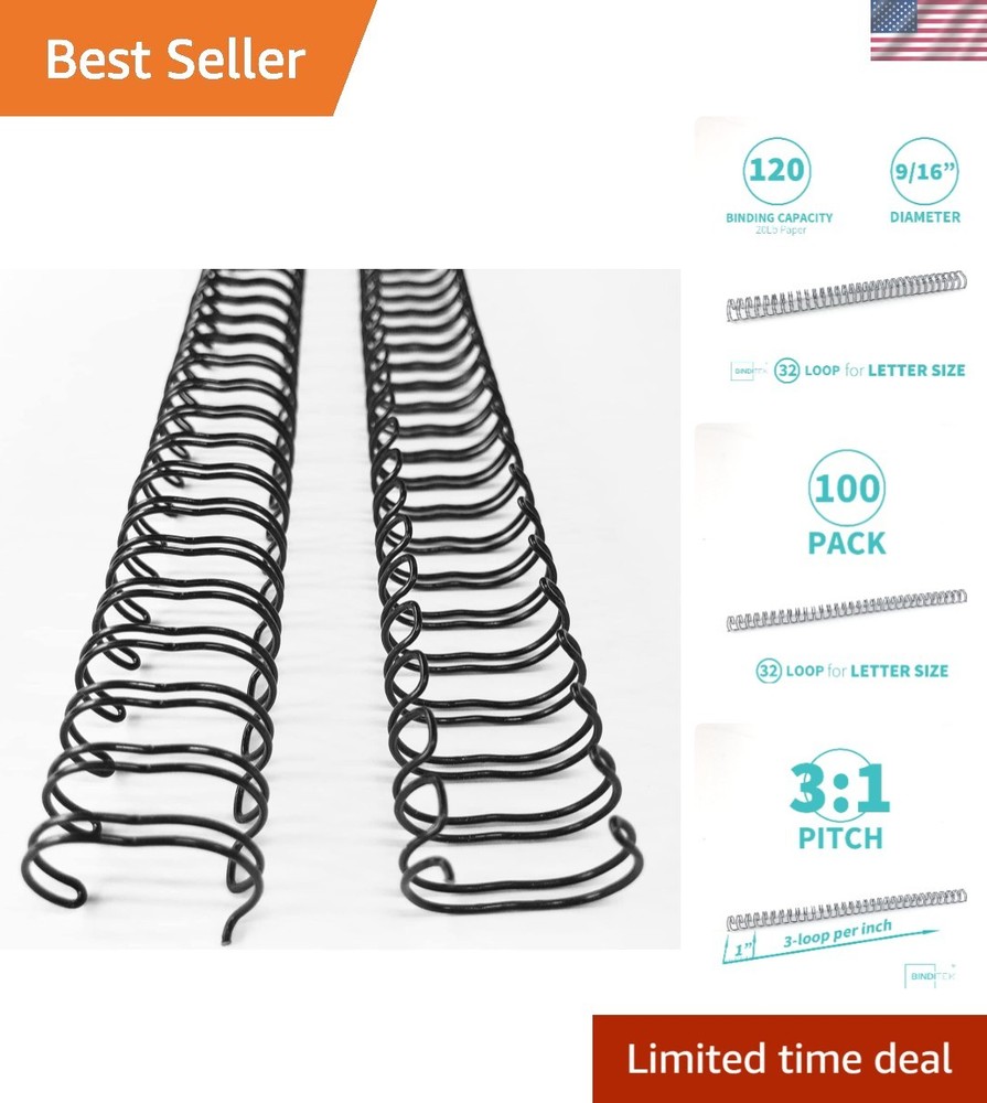 Double Loop Binding Spines 100-Pack, 9/16 Inch for Office Organization