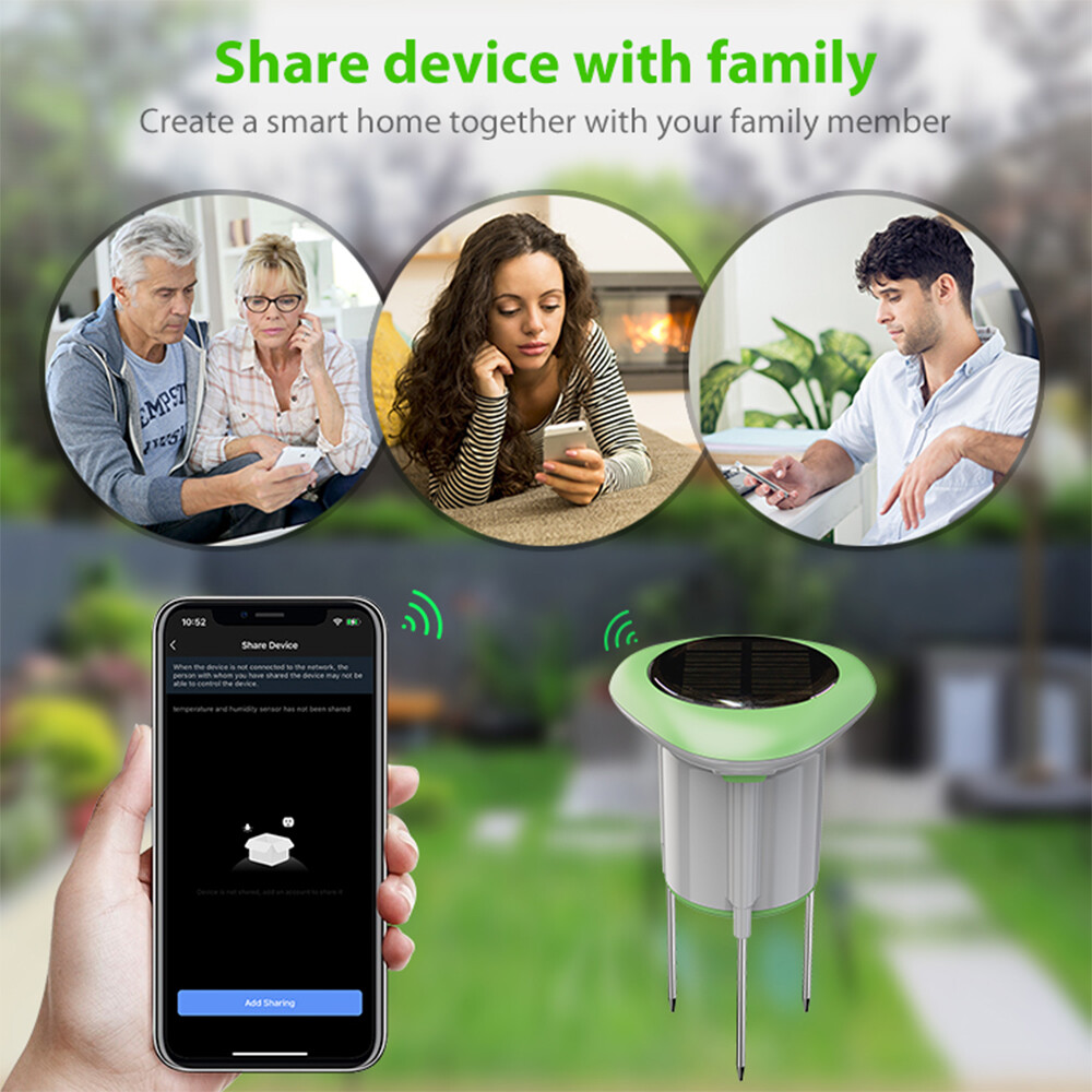 Tuya Smart WIFI Solar Soil Meter Sensor Waterproof Temp & Moisture &EC Detection
