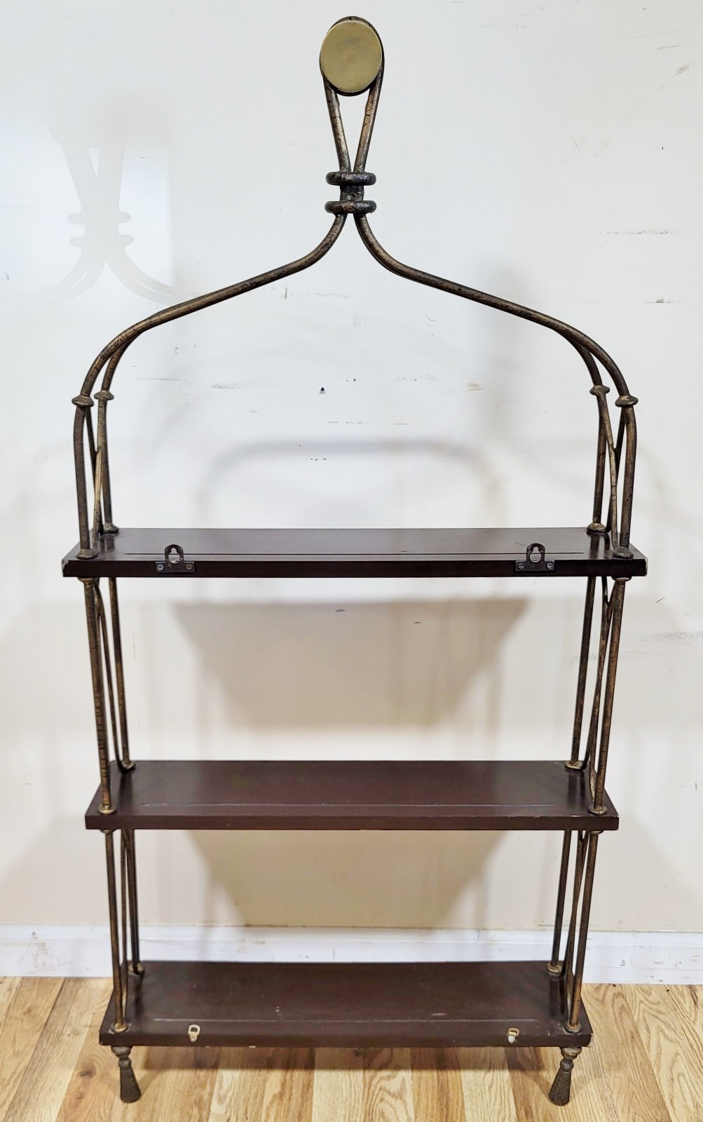 Vintage Mid-Century MODERN Rope & Tassel BRONZE Display Wall ETAGERE Bookshelf