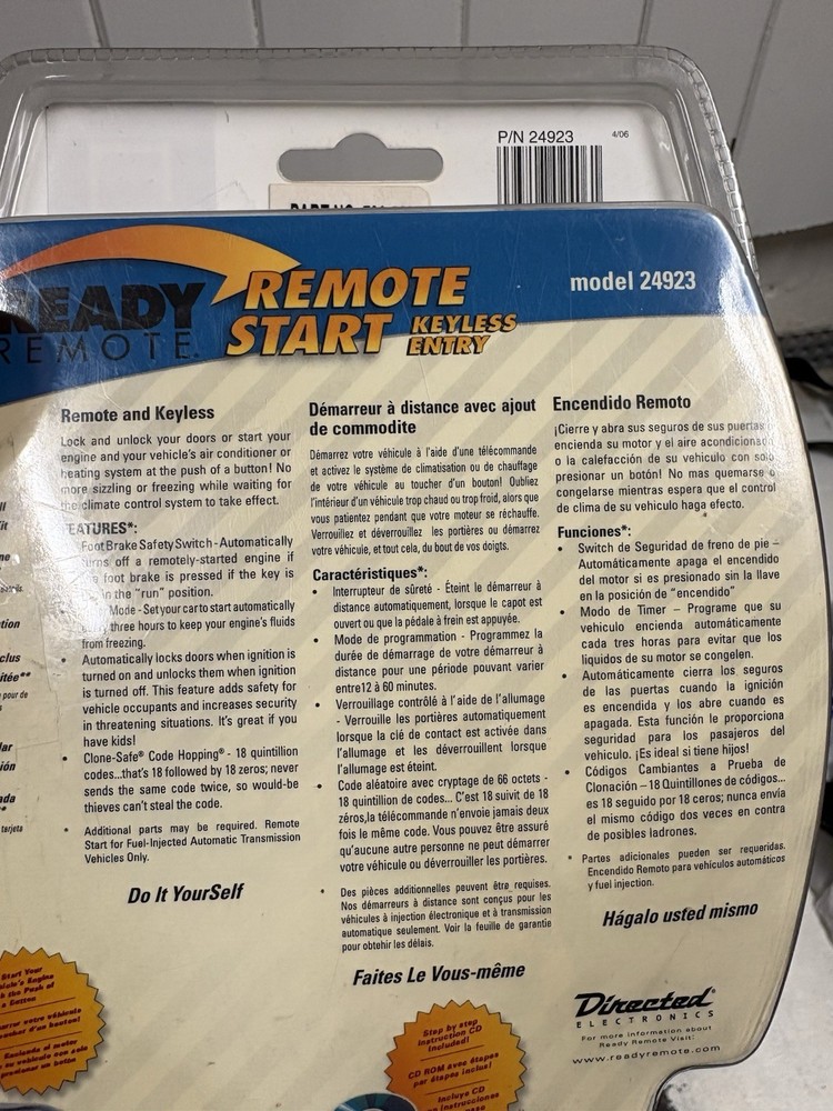 READY REMOTE START Car Remote Start System Model 24923 New