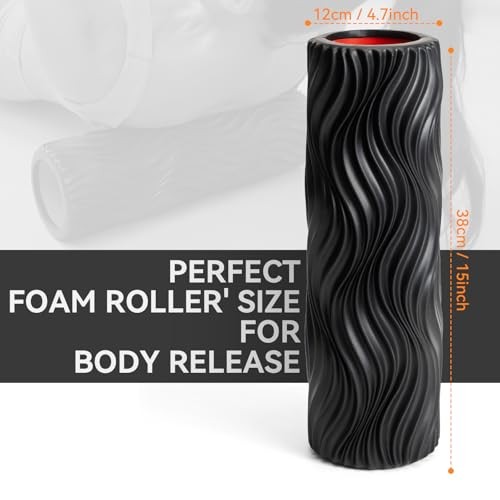 Foam Roller High-Density Exercise Roller, Deep Tissue Muscle Massage, Black
