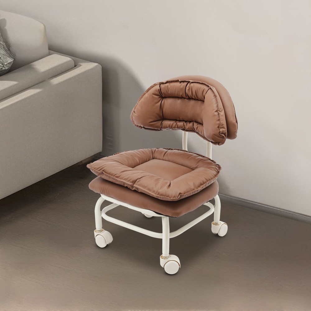 Rolling Stool with Backrest Low Height Sponge Roller Stool Chair Roller Seat