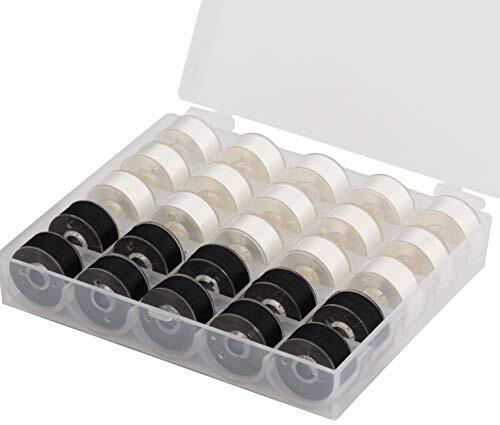 25pcs 15White+10Black Prewound Bobbin Thread Size A Class 15 (SA156) 60WT