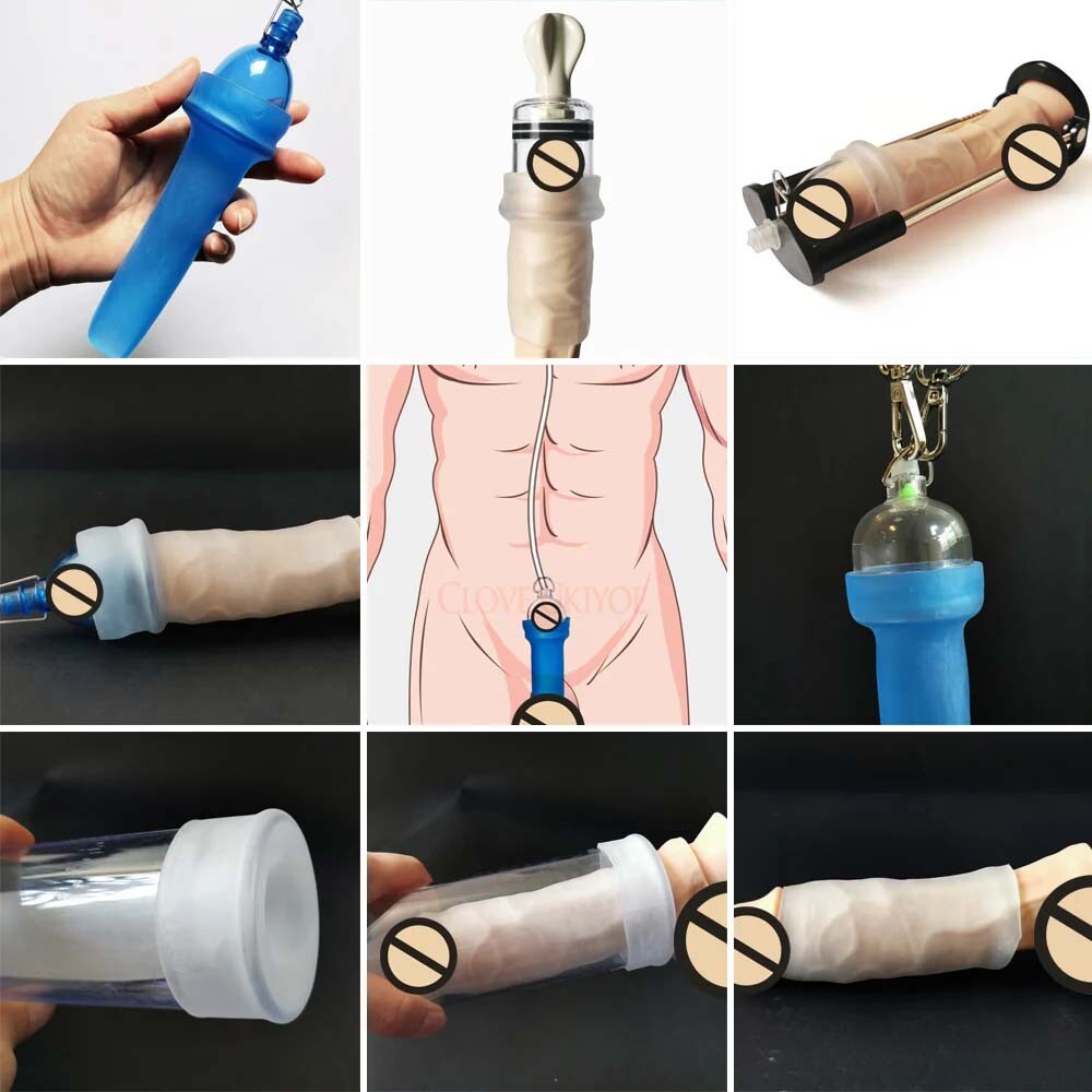 Silicone Sleeve Penis Stretcher Pump ADS Enlargement anti-turtle jelqing S-XXXL