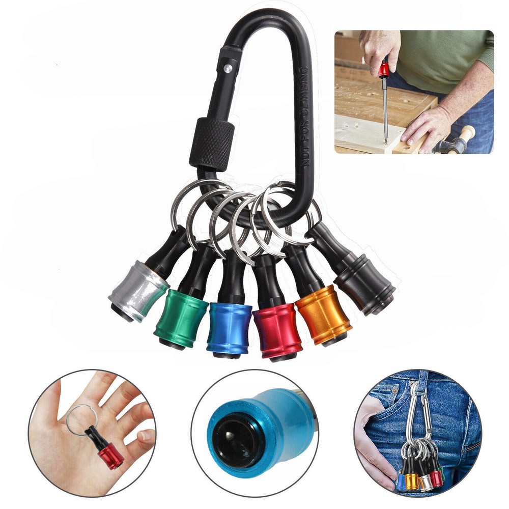 7Pcs 1/4" Hex Shank Quick Release Keychain Screwdriver Drill Bit Holder Bits Set