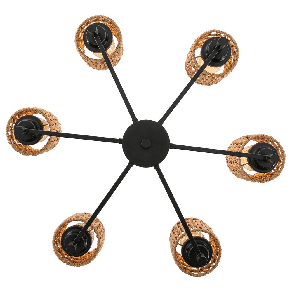 24.8" 6-light Rustic Retro Ceiling Light Ceiling Mount Lamp Dimmable Chandeliers