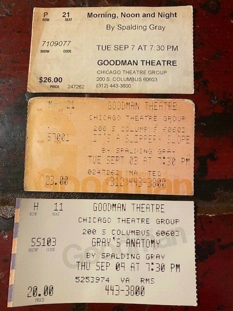 3 Spaulding Gray Performance Ticket Stubs