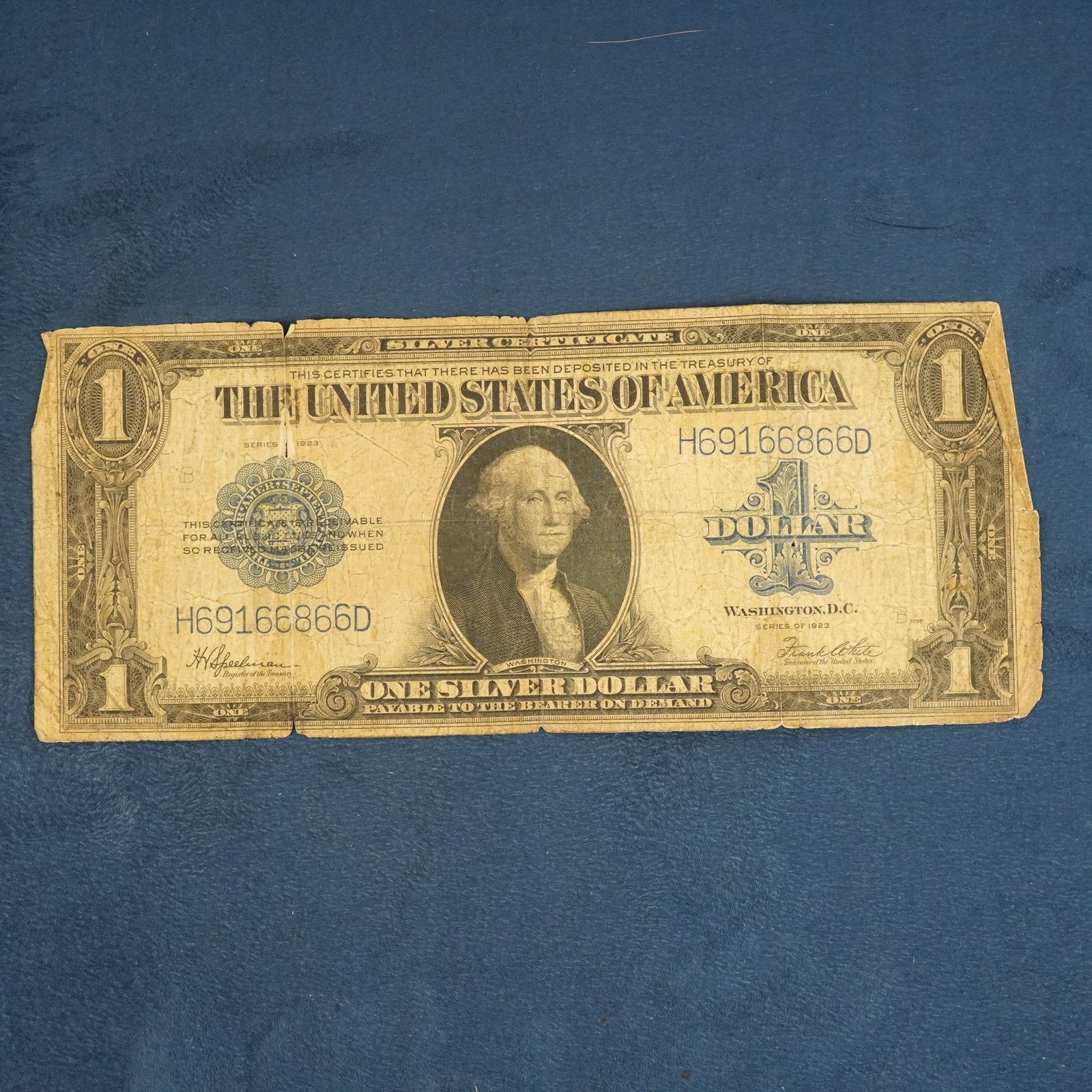 1923 Large Size $1 Silver Certificate- Free Shipping USA