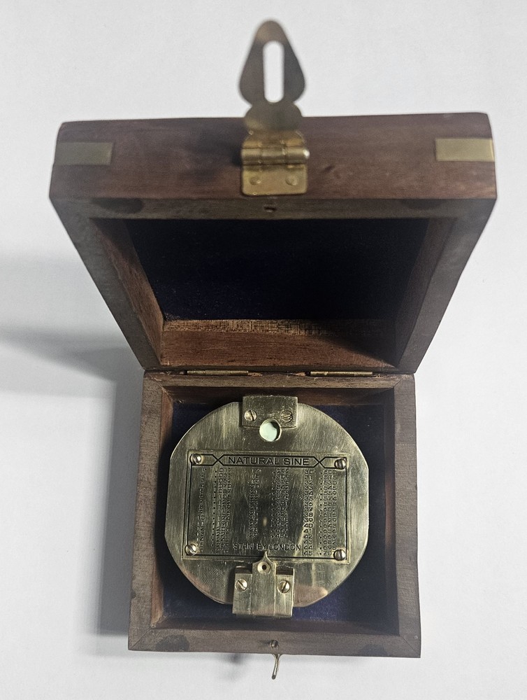 Brass Compass With Wood Case