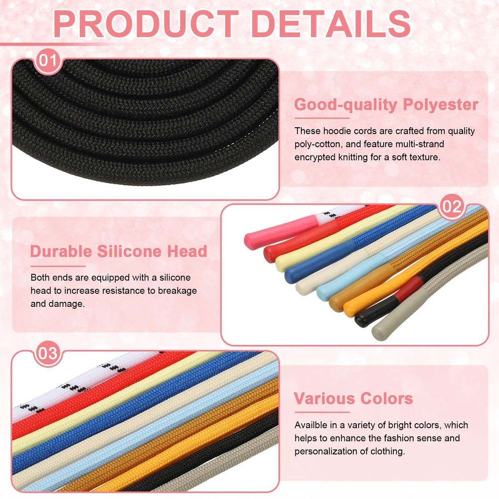 2pcs 53inch Drawstring Cords Hoodie String with Easy Threader, Red-Black