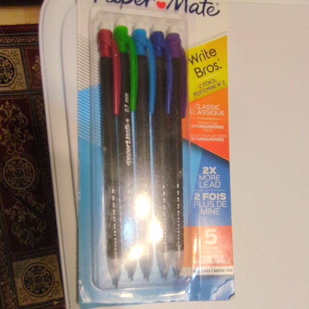 Paper Mate Write Bros. Mechanical Pencils 0.7mm Assorted Colors 5 Pack