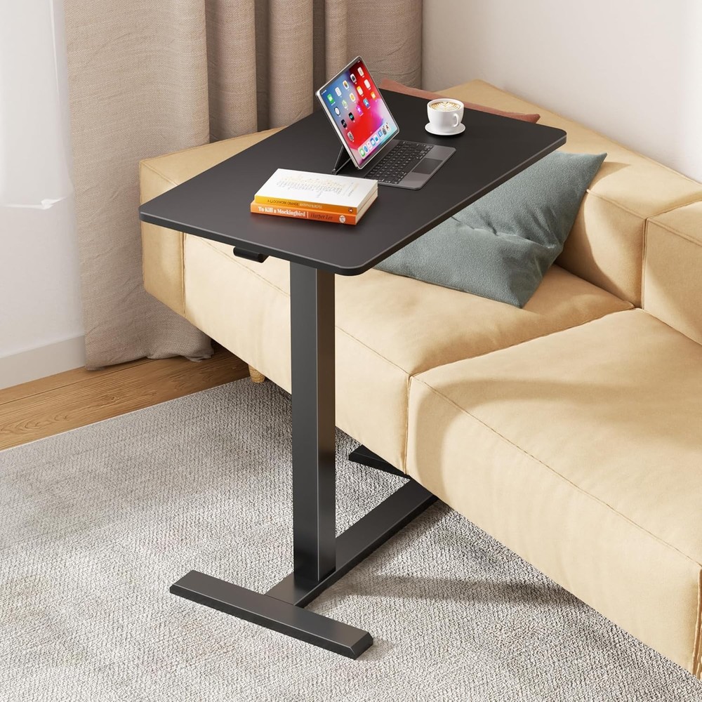 Overbed Bedside Table W/ Hidden Casters,Adjustable for Home Use Bed Table