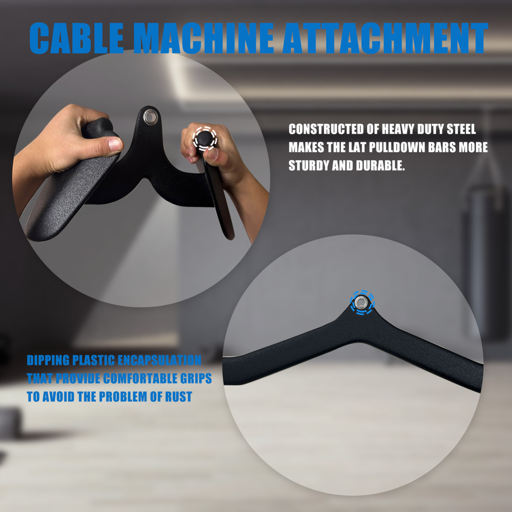 2PCS LAT Pulldown Bar Cable Machine Attachment Back Tricep Bar Strength Training