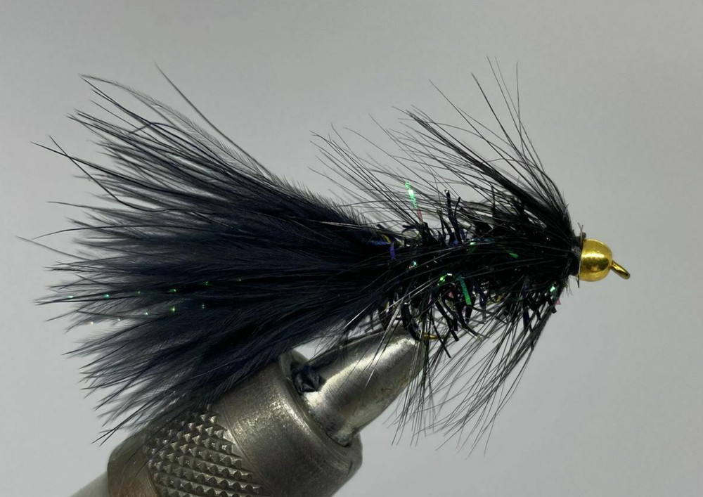 One Dozen (12) - Beadhead Crystal Bugger - Black - Streamer