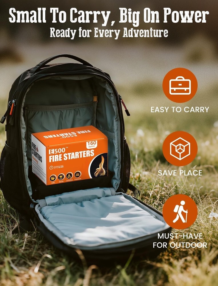 Extra-Large Smokeless Fire Starter Squares - Quick Ignition for BBQ & Camping