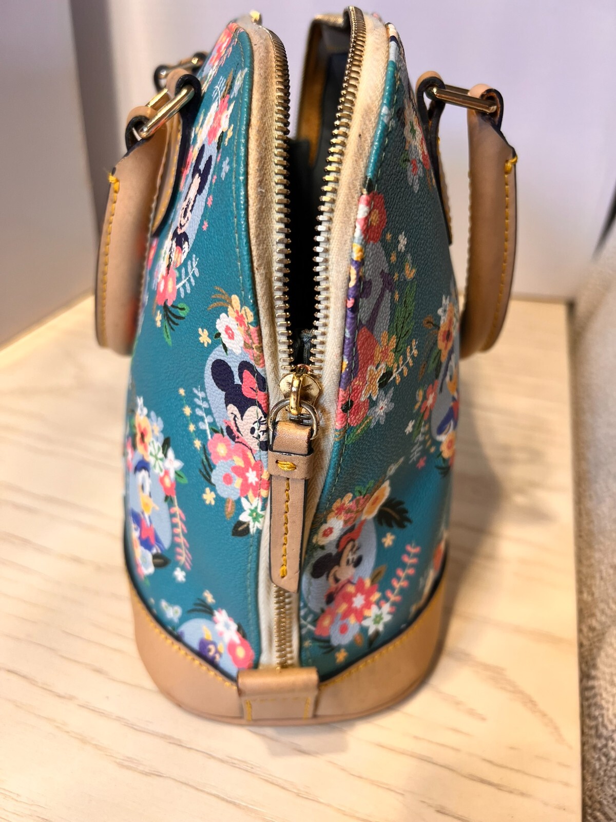 Disney Dooney & Bourke 2014 Flower & Garden Figment Satchel Purse Bag Green EUC