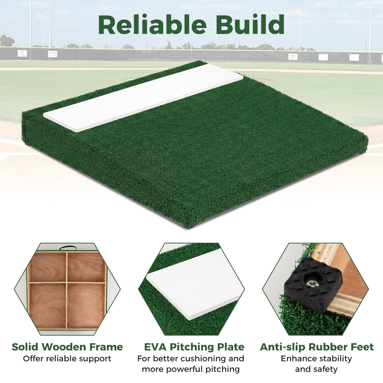 Portable Pitching Mound w/Baseball, Pitching EVA, Carry Handle, Youth Baseball