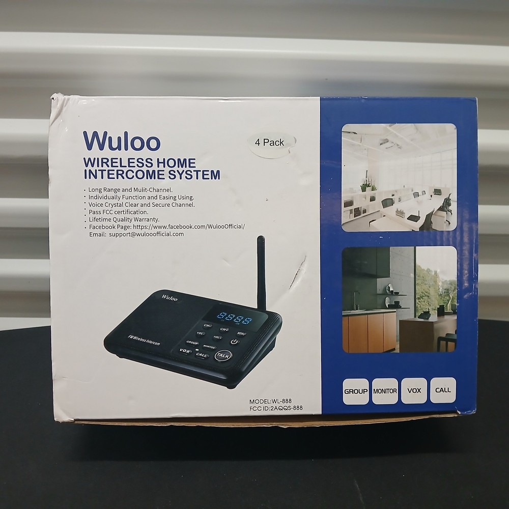 4 Pack Wuloo Wireless Home Intercom System