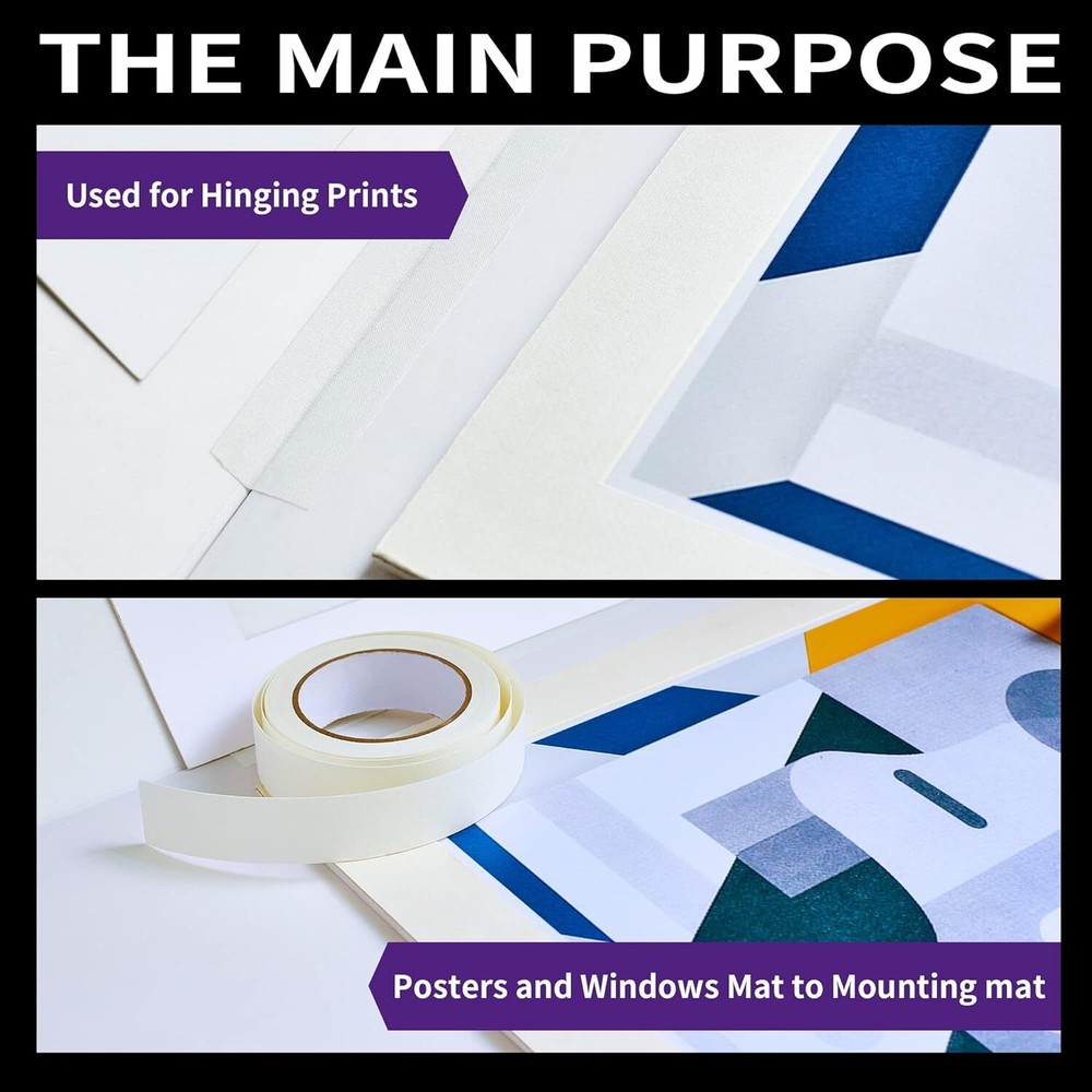 Linen Hinging Tape - Self-Adhesive Hinging Tape for Prints Matte Frames, Artwork