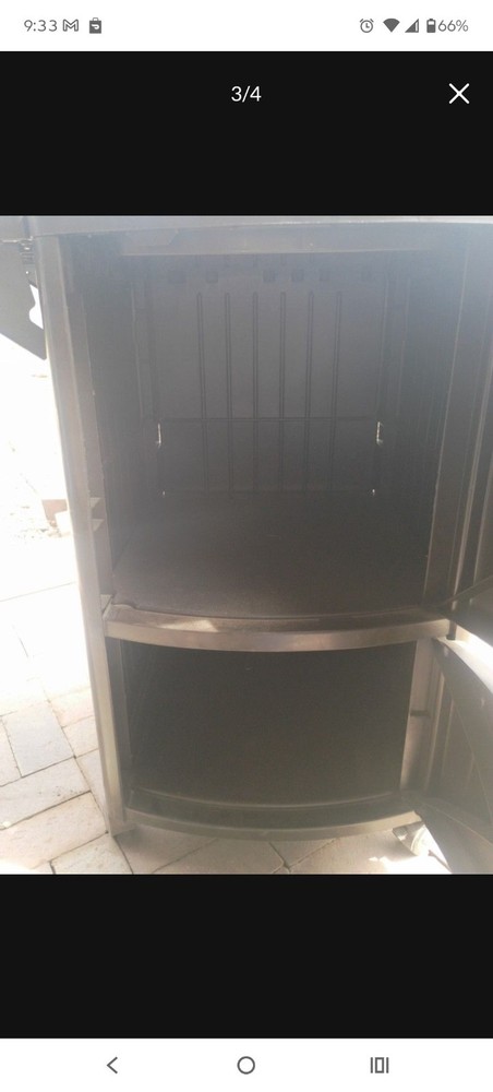 Suncast Storage Deck Box Brown Plastic with Wheels, Double Doors, Side Shelves