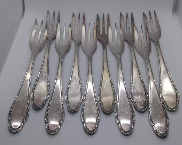 Wellner Germany Patent 90 Silverplate WLN4 Mozart Set of 10 SALAD FORKS 7 1/4"