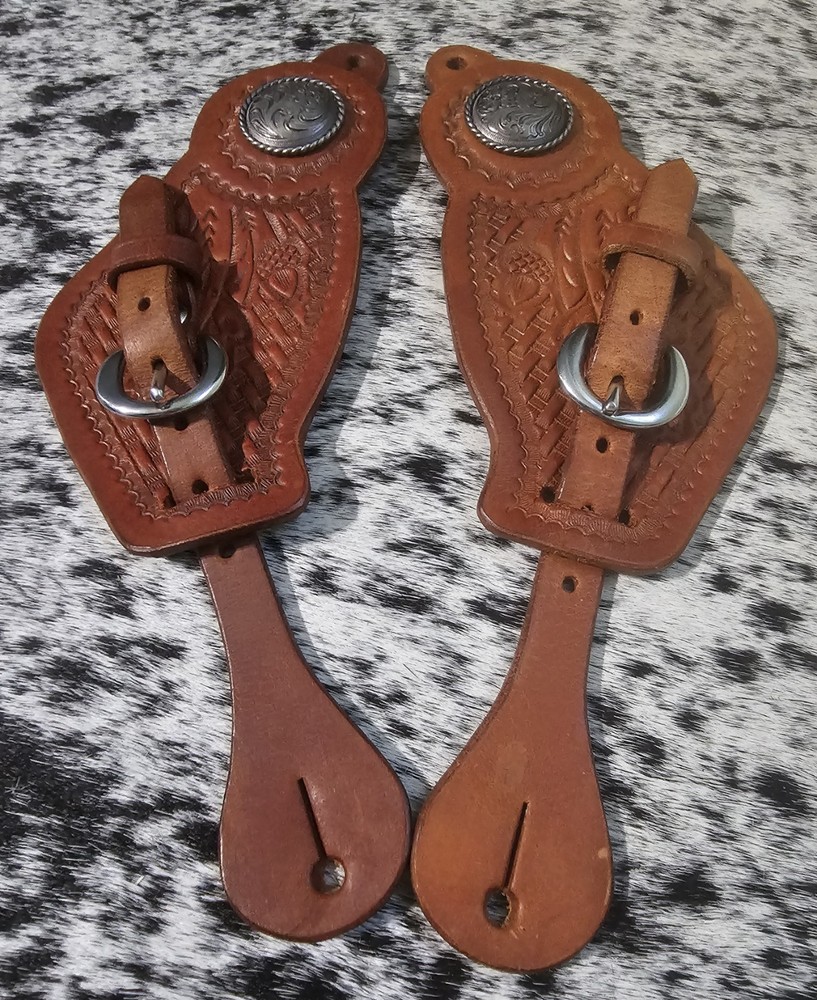 Leather Tooled Spur Straps