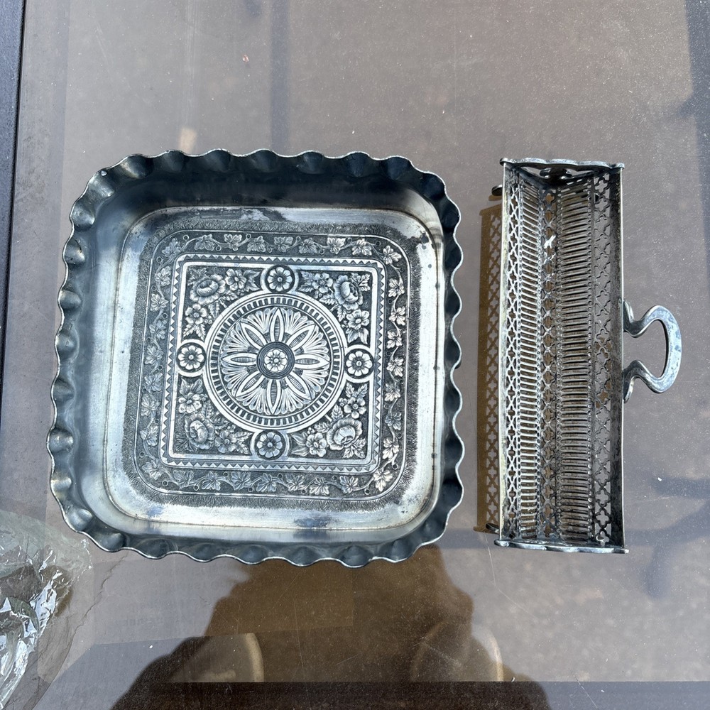 Silver Serving Dish with Mint Tray
