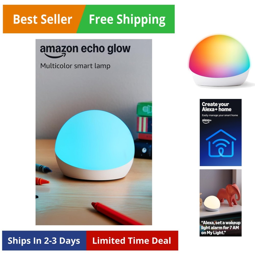 Echo Glow, Multicolor smart lamp, Works with Alexa