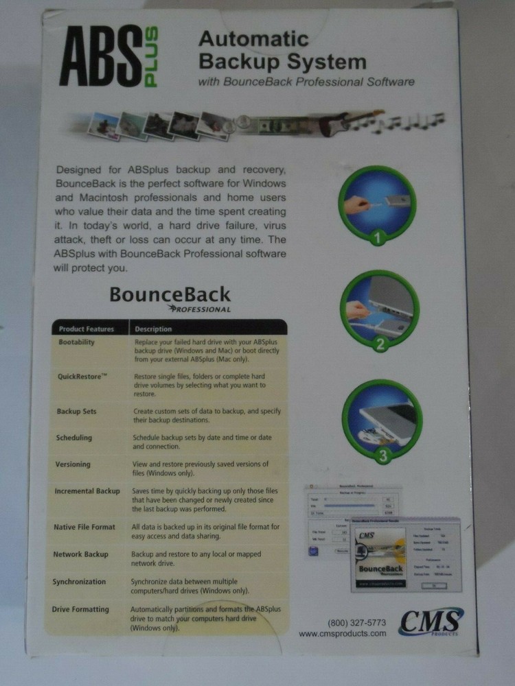 NEW SEALED - CMS Products ABS Plus Automatic USB Backup System for PC (40GB)