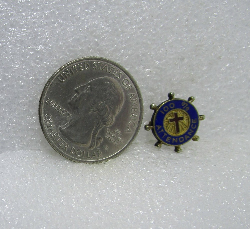 100% Attendance Cross Religious Pin