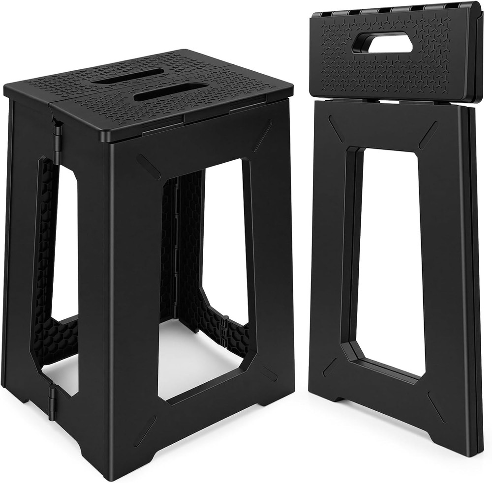 Foldable Step Stool 1 Pack 12.9” Tall up to 300 lb Sturdy Plastic Folding Step