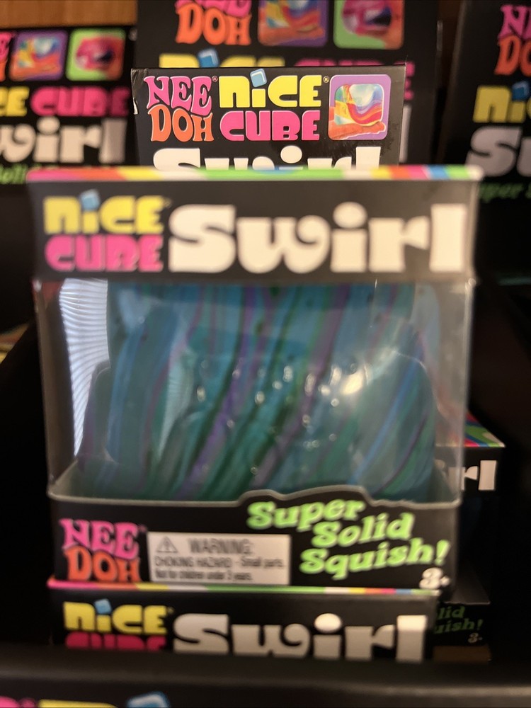BLUE GREEN Schylling NeeDoh Nice Cube Swirl. Super Solid Squish AUTHENTIC