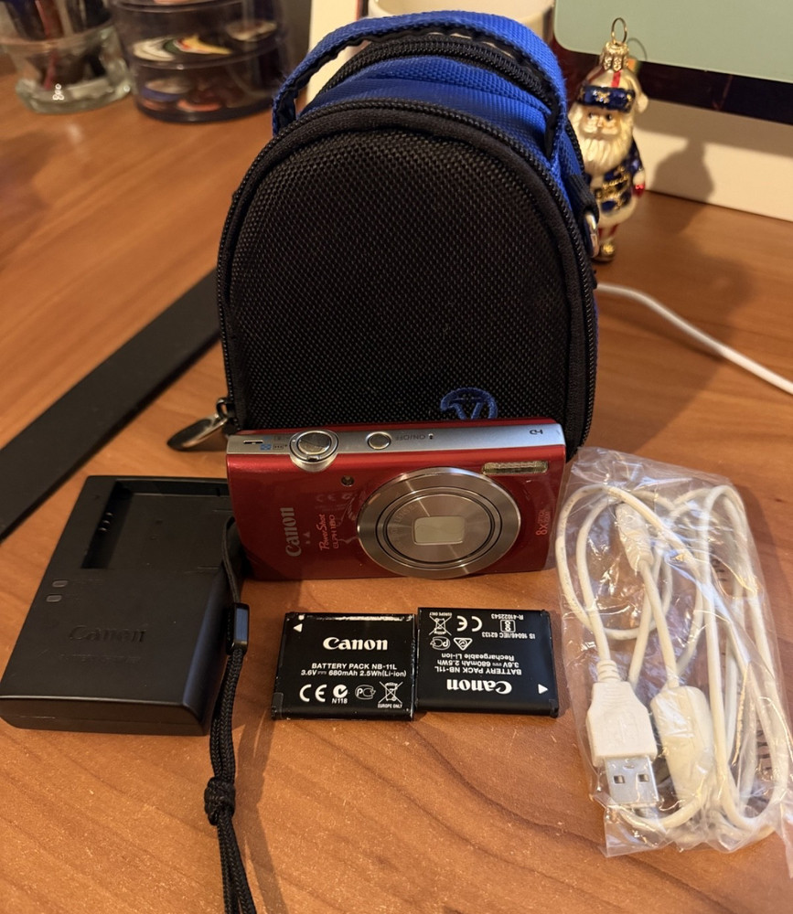 CANON PowerShot * ELPH 180 * RED * Digital Camera + Accessories