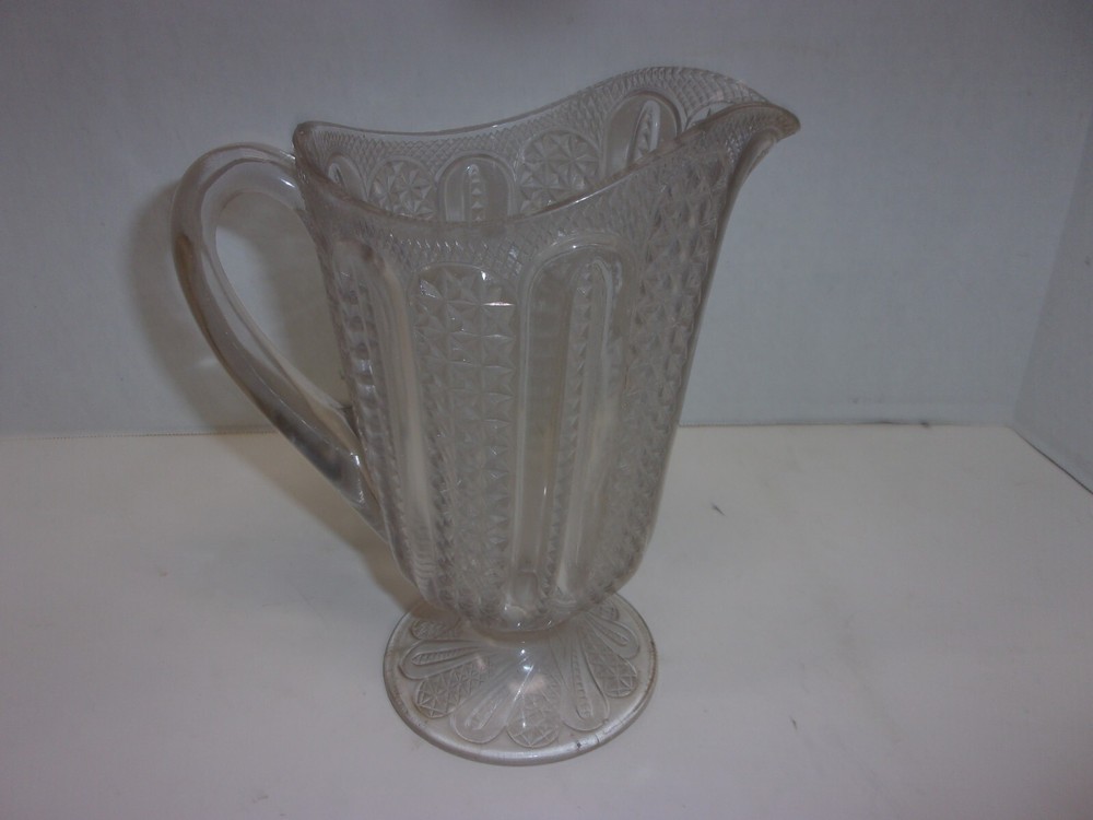 Vintage McKee Brothers Doric Pitcher EAPG Feather Pattern No Chips Or Cracks
