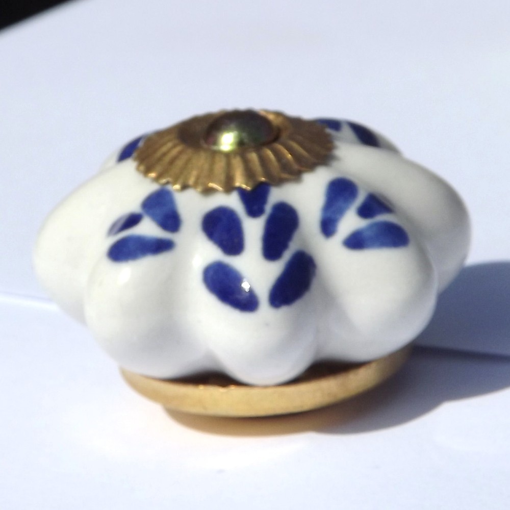 Ceramic knobs pulls handles for doors drawers cupboard cabinet wardrobe - brass
