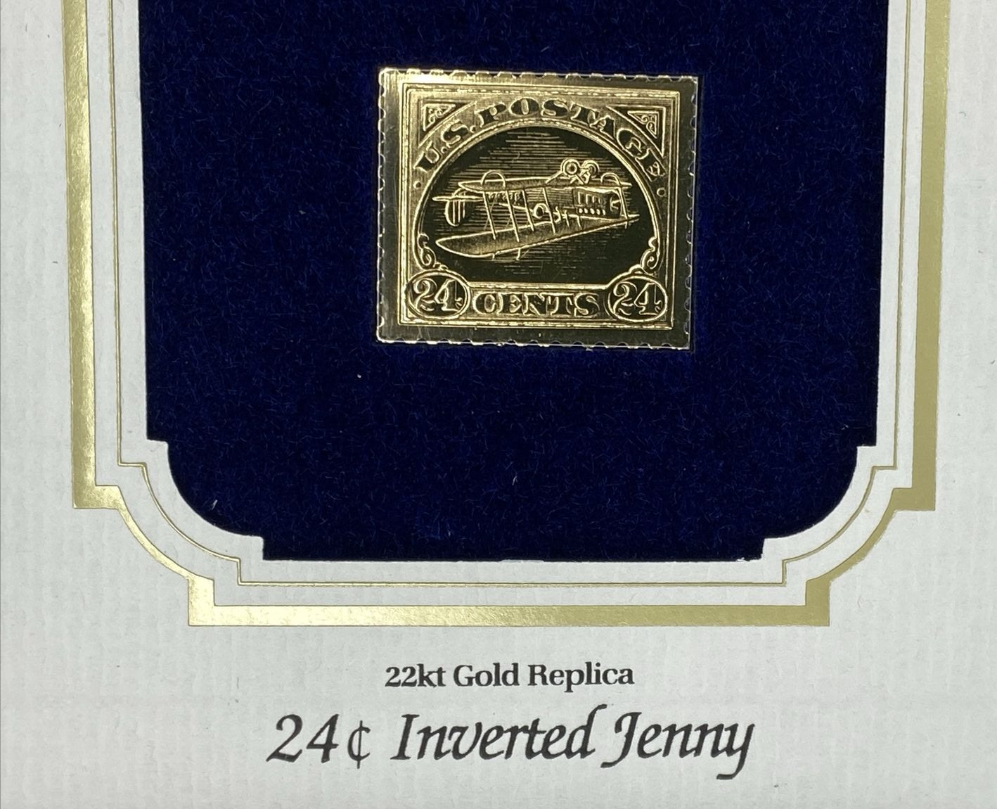 1918 Inverted Jenny 22kt gold 24 cent Stamp Replica Postal Commemorative Society