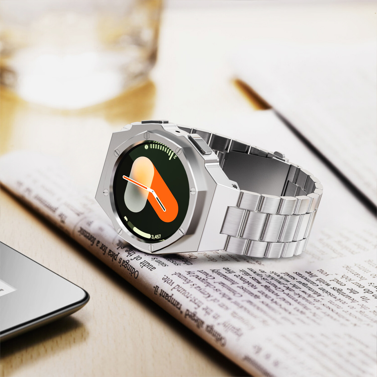 For Samsung Galaxy Watch Ultra 47mm 7 40/44mm Stainless Steel Band Case Mod Kit